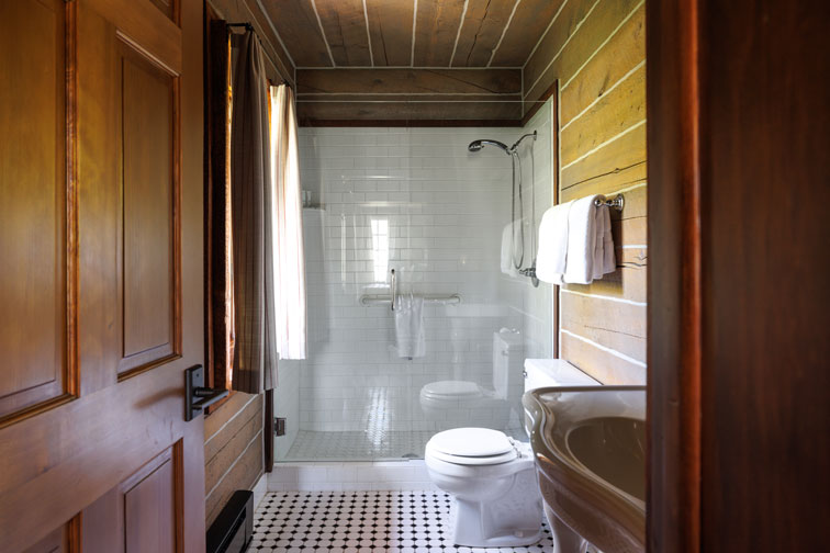 The bathroom amenities of a family cabin at The Home Ranch in Colorado.