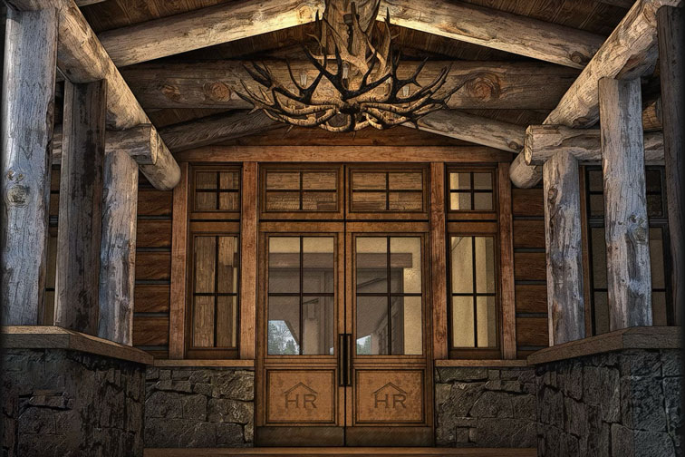 The welcoming facade of a two-room guest suite at The Home Ranch in Colorado.