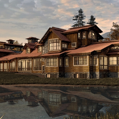 Exterior photograph of The Lodge at Home Ranch in Clack, Colorado.