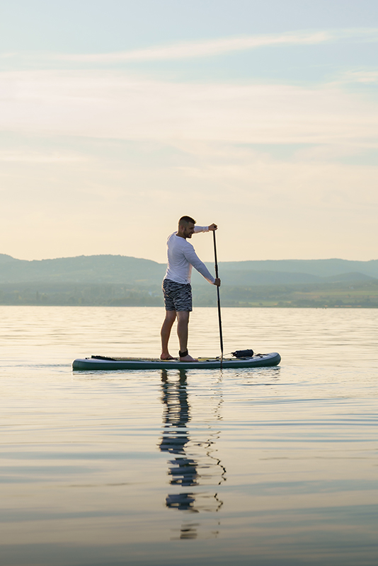 Paddleboarding at The Home Ranch in Clark, Colorado.