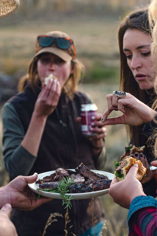 Guests enjoying American Wagyu beef provided by The Home Ranch in Clark, CO.