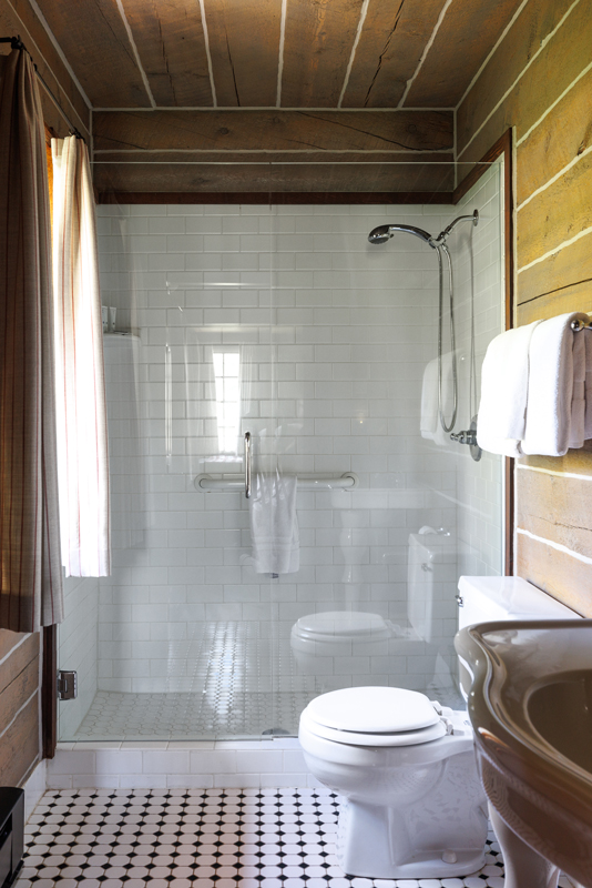 The bathroom amenities of a multi-guest cabin at The Home Ranch in Colorado.