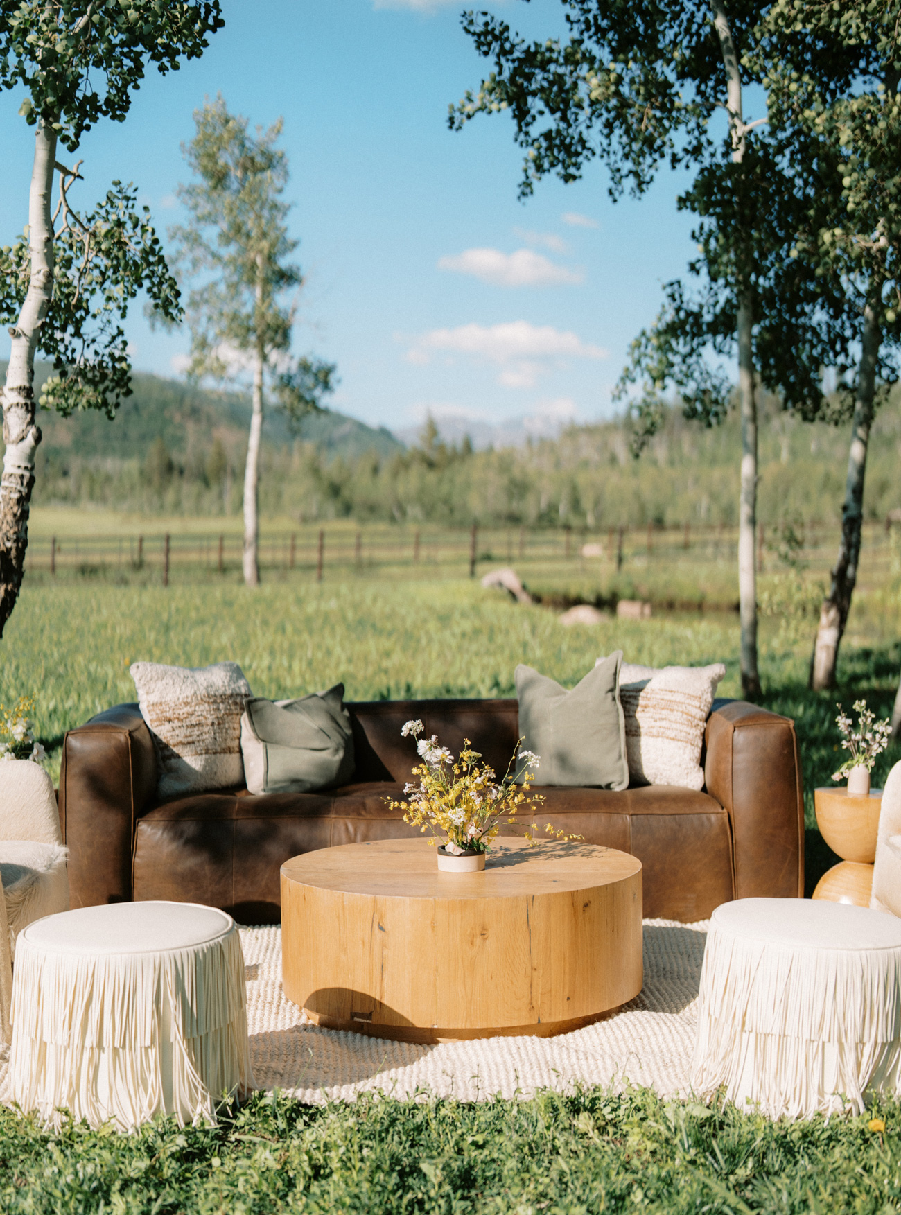 cozy leather seating area outdoors
