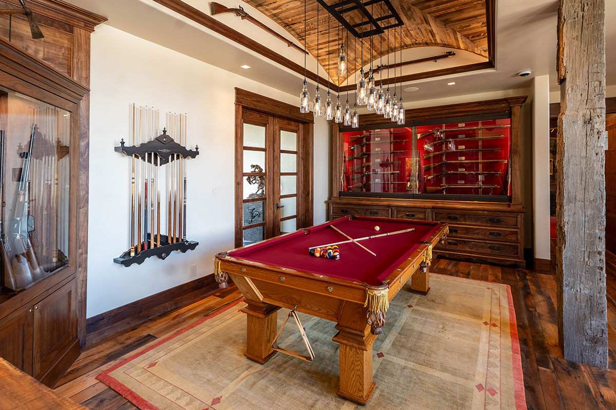 Game room at The Lodge, a two-room suite at The Home Ranch in Colorado.
