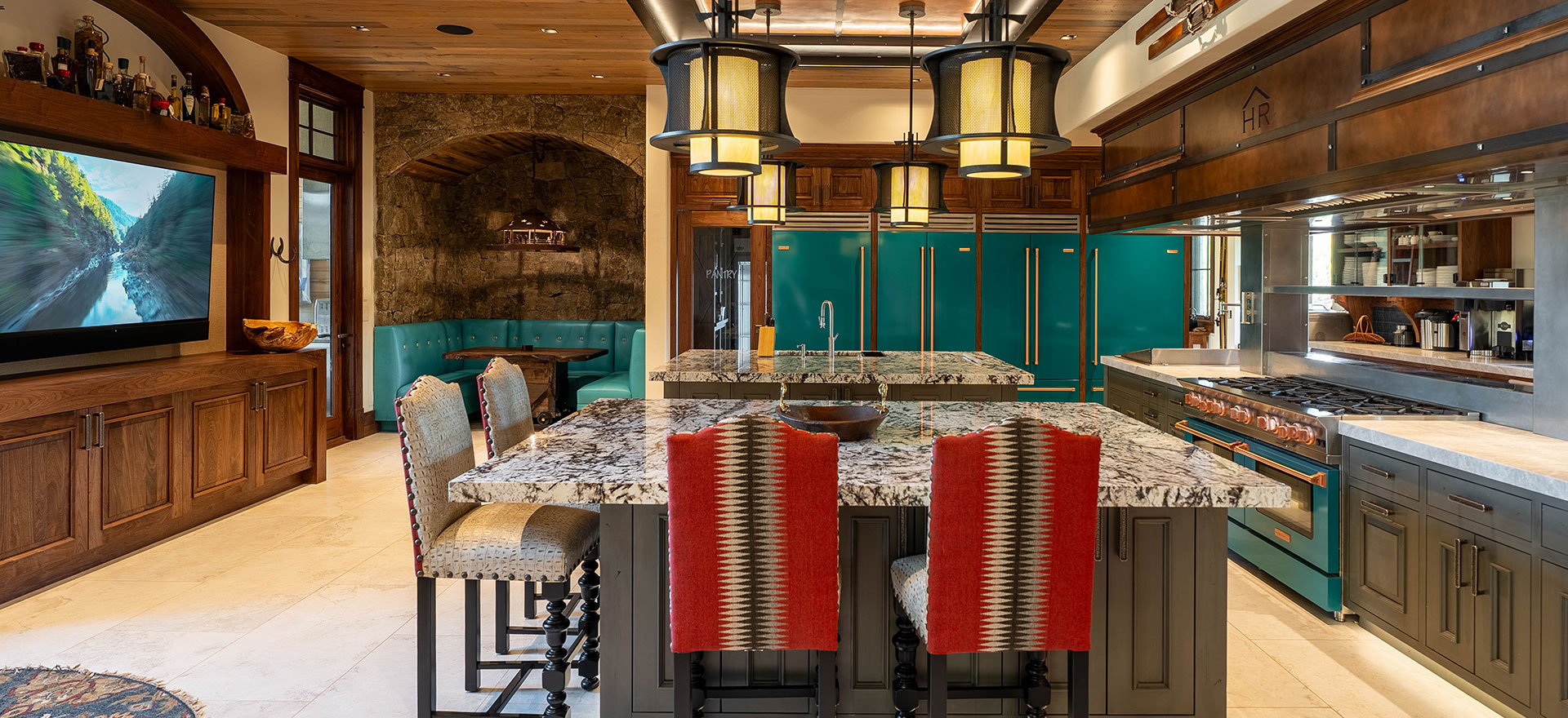 Luxury kitchen of The Lodge, a two-room suite at The Home Ranch in Colorado.