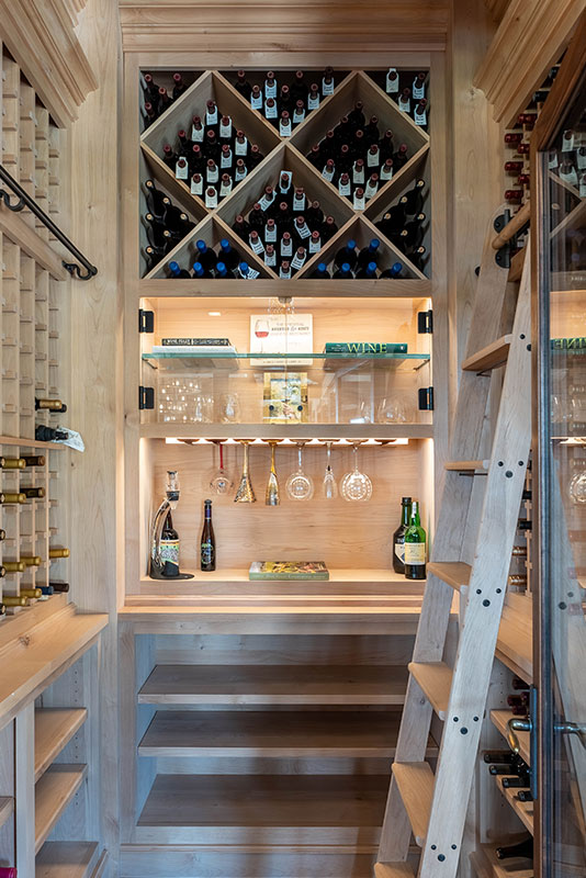 Wine storage room at The Great Lodge at The Home Ranch in Colorado.