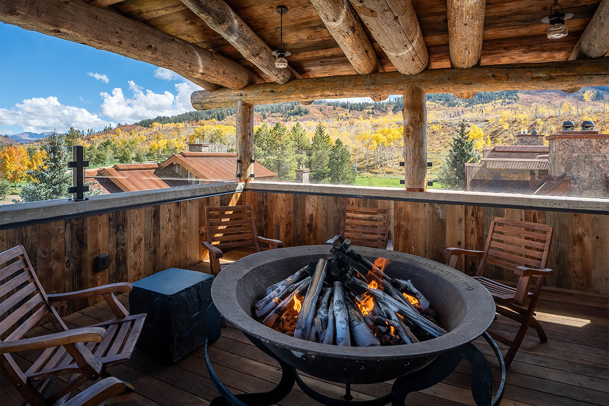 Hawk's Nest perch with cozy fire place and a 360 degree views of The Home Ranch property in Clark, Colorado.