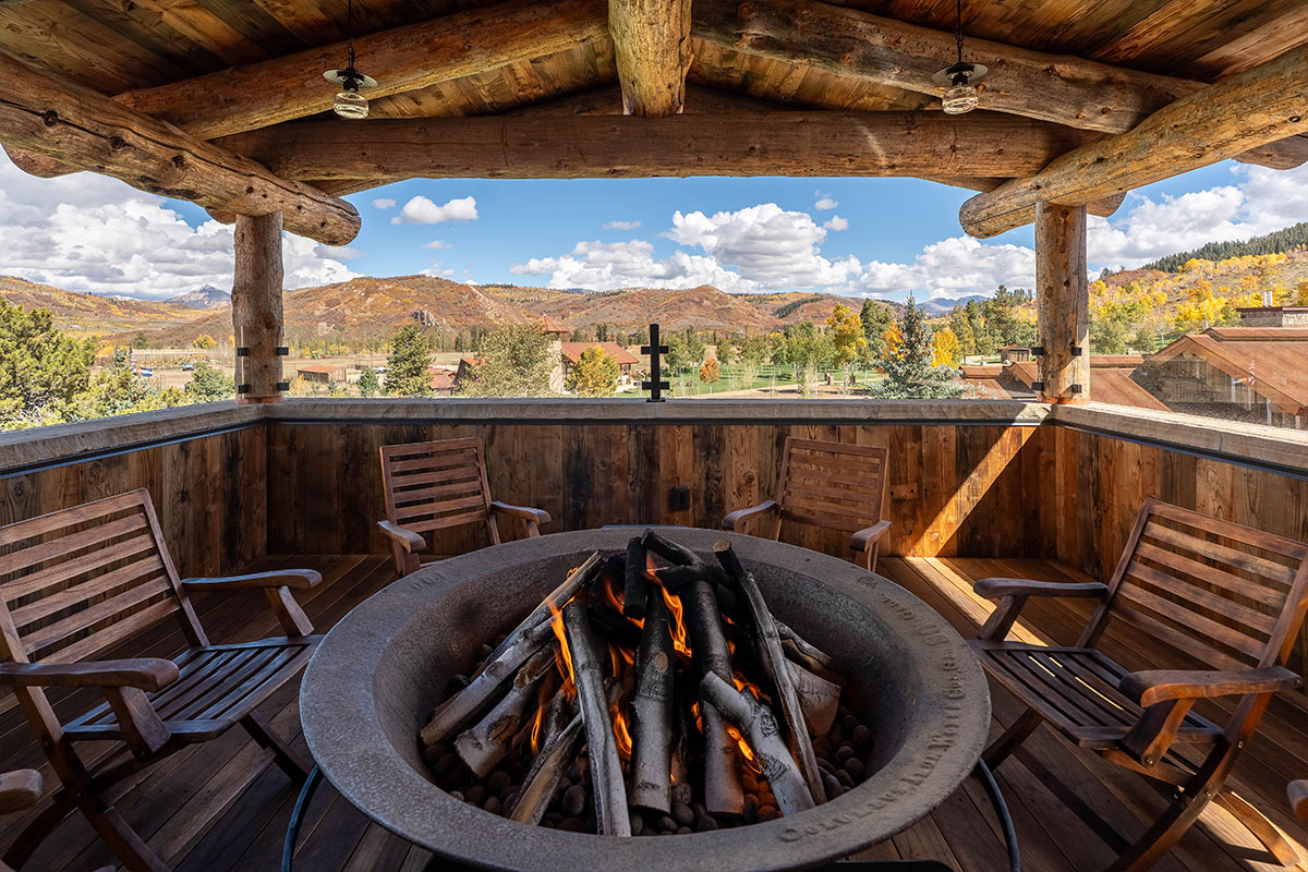 Hawk's Nest perch with cozy fire place and a 360 degree views of The Home Ranch property in Clark, Colorado.