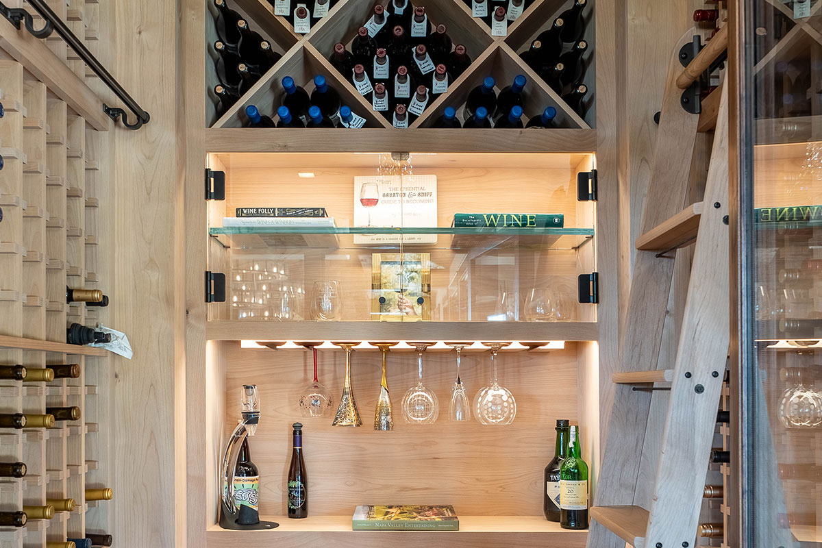 Luxury wine storage room inside of The Lodge, a two-room suite at The Home Ranch in Colorado.