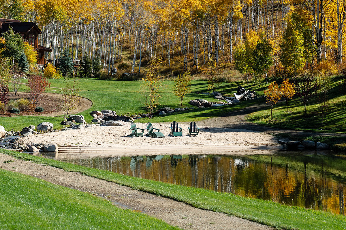 Beach at North Routt Yacht Club at The Home Ranch in Clark, Colorado.