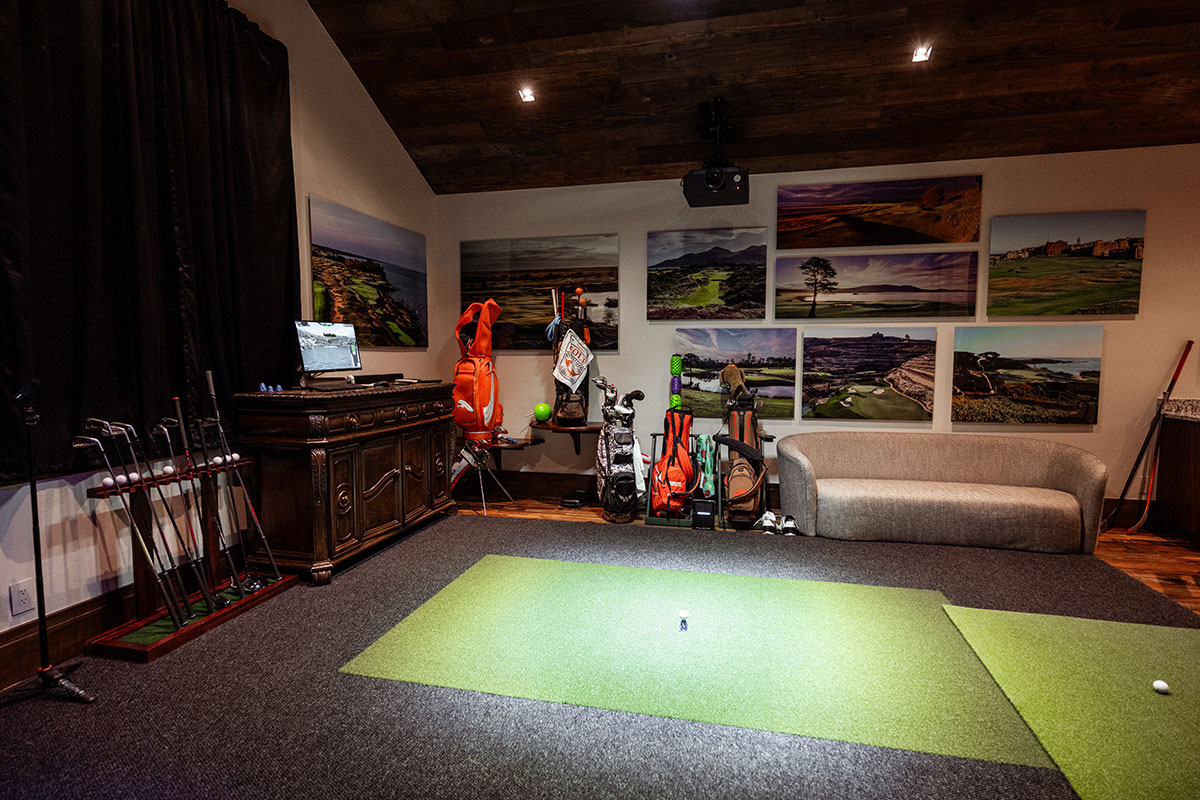 Golf simulator room at The Home Ranch in Colorado.