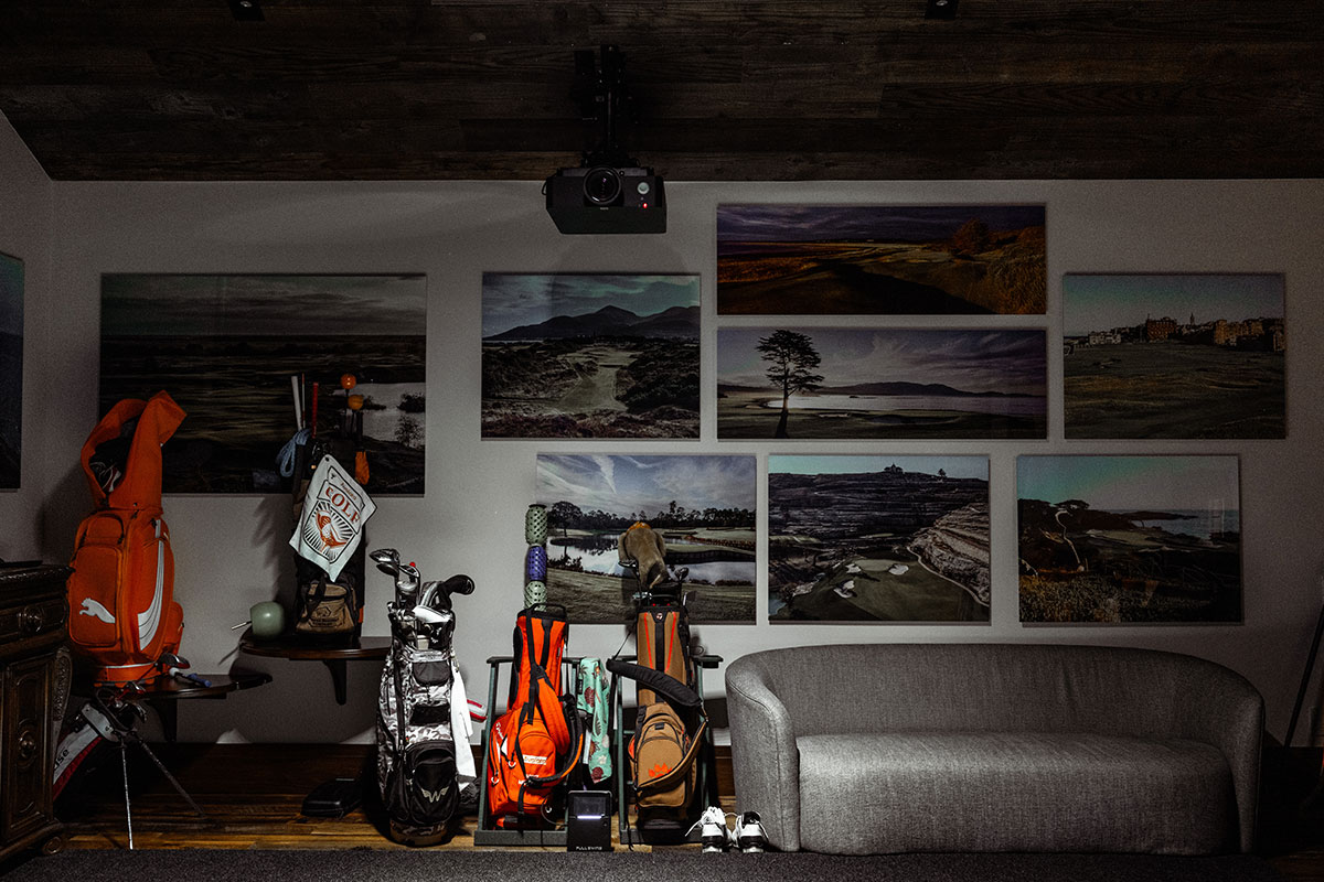 Golf simulator room at The Home Ranch in Colorado.